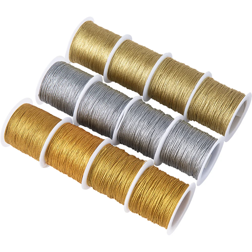 Gold/Silver Thread Macrame Cord Rope Bracelet Necklace Braided String for DIY Tassels Beading Shamballa String Jewelry Making macrame cord