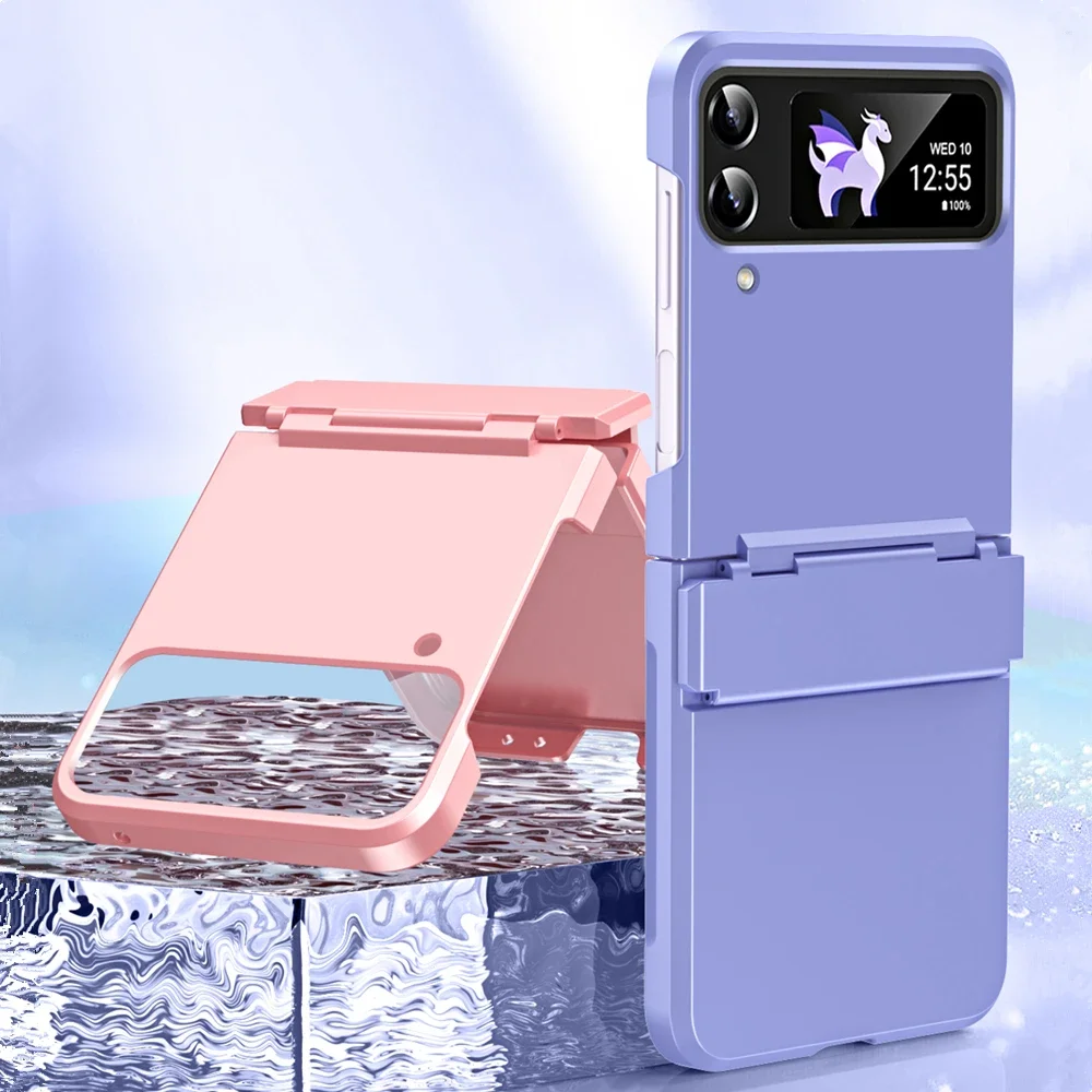 Skin-feeling Matte Phone Case For Samsung Galaxy Z Flip3 Flip4 Ring Holder Folding Hinge Lens Film Protection Shockproof Cover