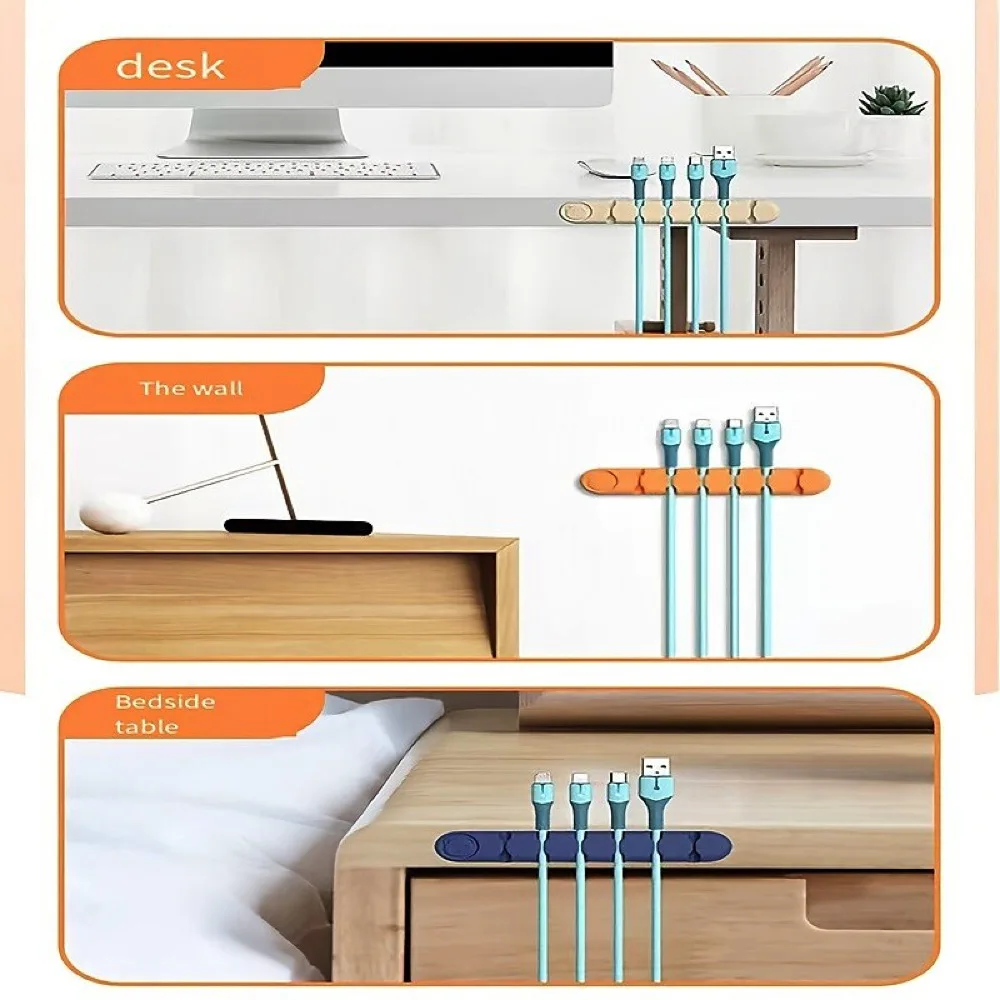 Cable Organizer Silicone USB Data Cable Desktop Management Cable Silicone Clips For Mouse Headphone Earphone Car Wire Holder 5