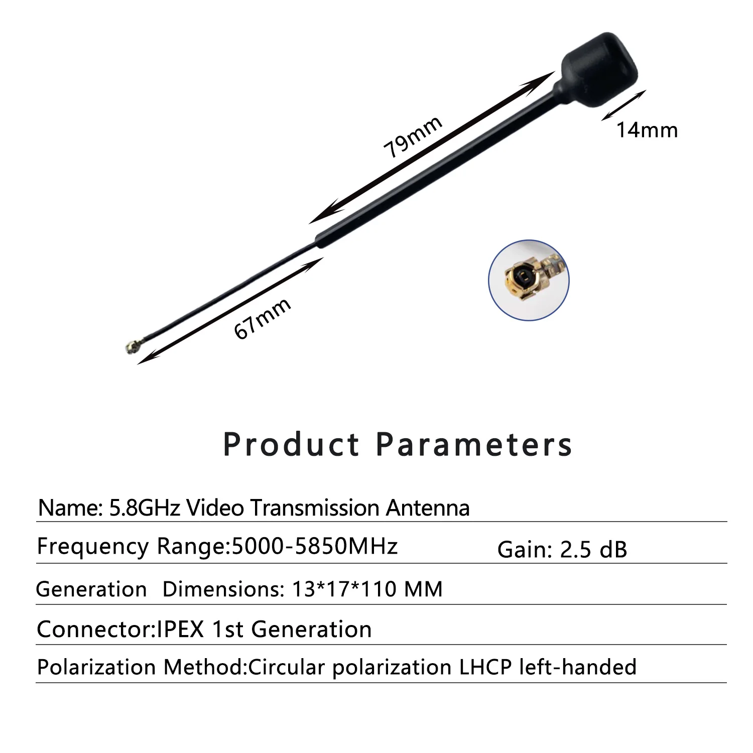 Antenne FPV 5.8G 110/160mm IPEX RHCP/LHCP Lot 1-5pcs