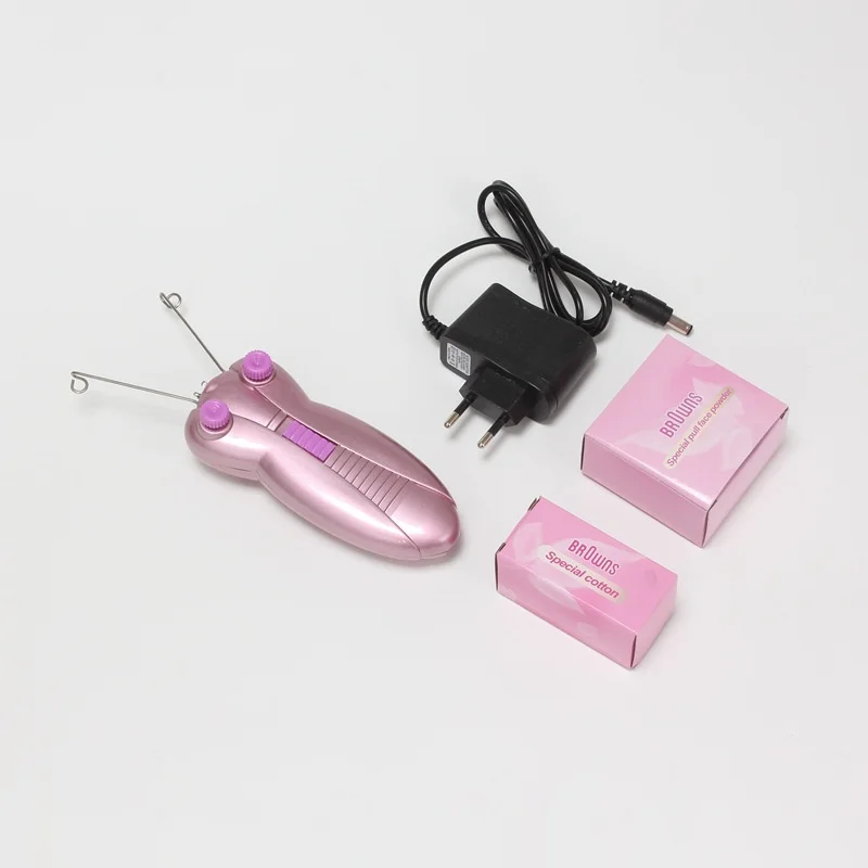 EU Plug Pink Electric Hair Remover Body Facial Hair Removal Defeatherer Women Epilator For Body Leg Arm Cotton Thread Depilator
