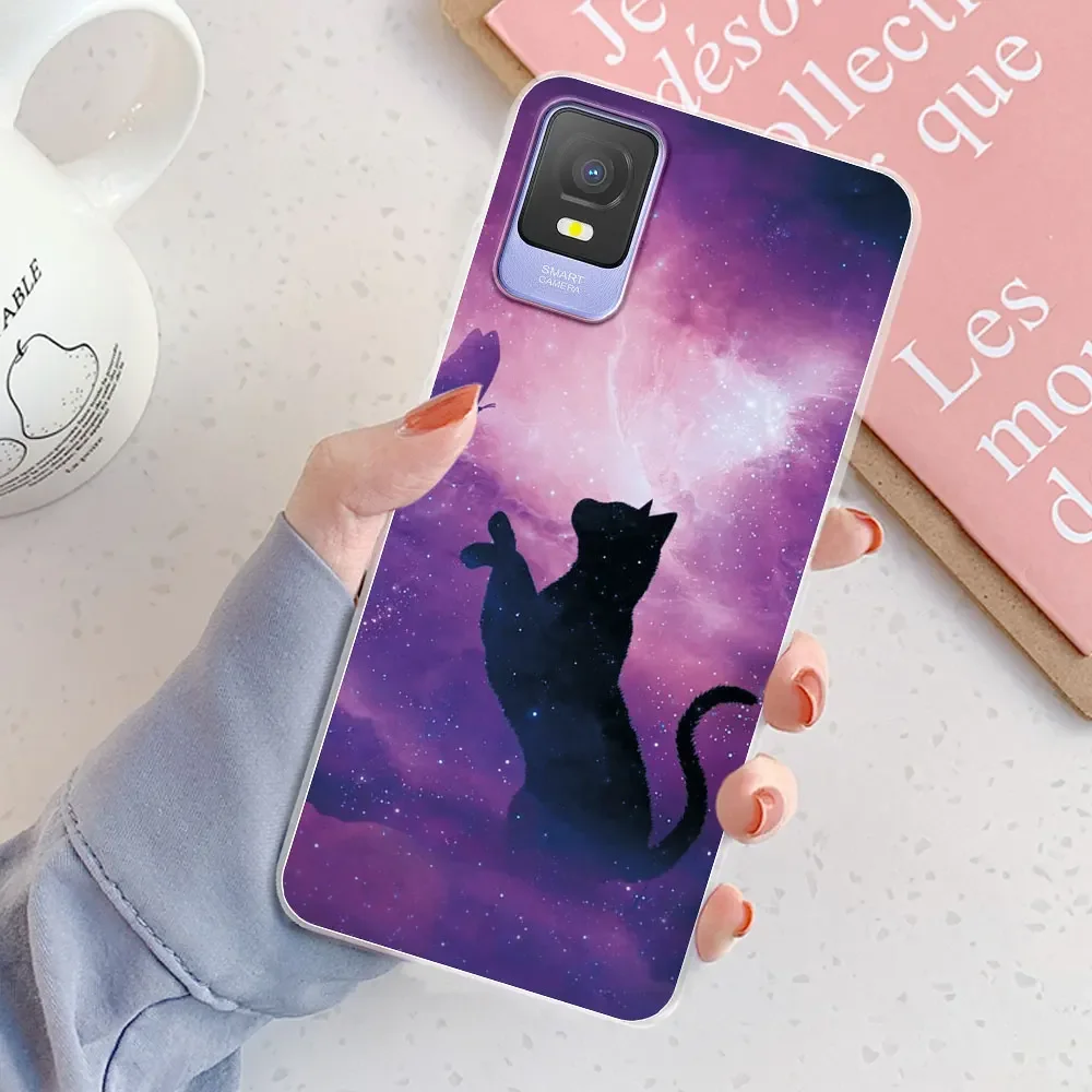 Topme Custodia per Telefono per TCL 40 SE (6.75 Inches), Cover per Cellulare con Motivo Verniciato Trasparente in Morbido Silicone TPU - Fenicottero 1