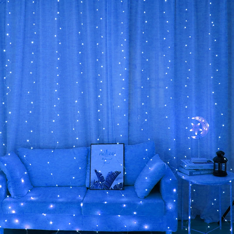 thumbnail image 1 of Guirnalda de luces LED con forma de cortina para decoración navideña, 8 modos, para el hogar, Año Nuevo y Navidad, 1 of 5