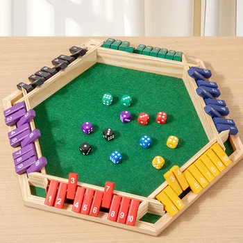 Gioco di lancio a sei facce, gioco con numeri in legno, gioco di dadi Shut The Box - Gioco da tavolo genitore-figlio, Bar Party, gioco d'azzardo per il tempo libero