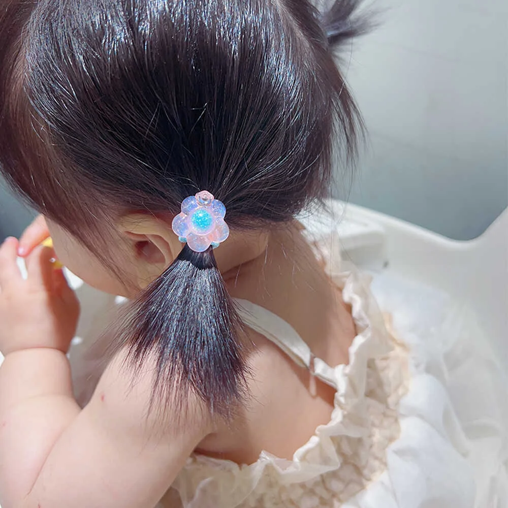  여름 멋진 헤어 액세서리 간단한 귀여운 여성의  비 손상 작은 원형 머리 밧줄 어린이 탄성 헤어 밴드