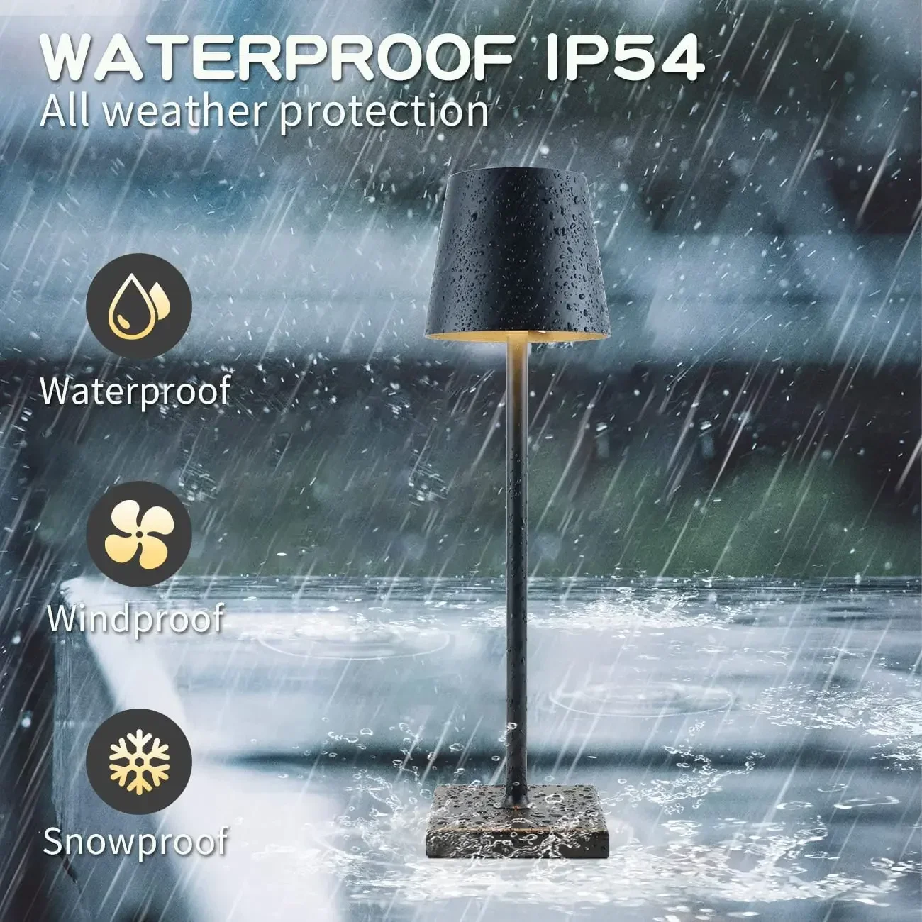 Cordless Table Lamp Dimmable Bedside Lamp Restaurant Atmosphere Lighting for Indoor and Outdoor Metallic Black 5