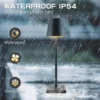Cordless Table Lamp Dimmable Bedside Lamp Restaurant Atmosphere Lighting for Indoor and Outdoor Metallic Black 5