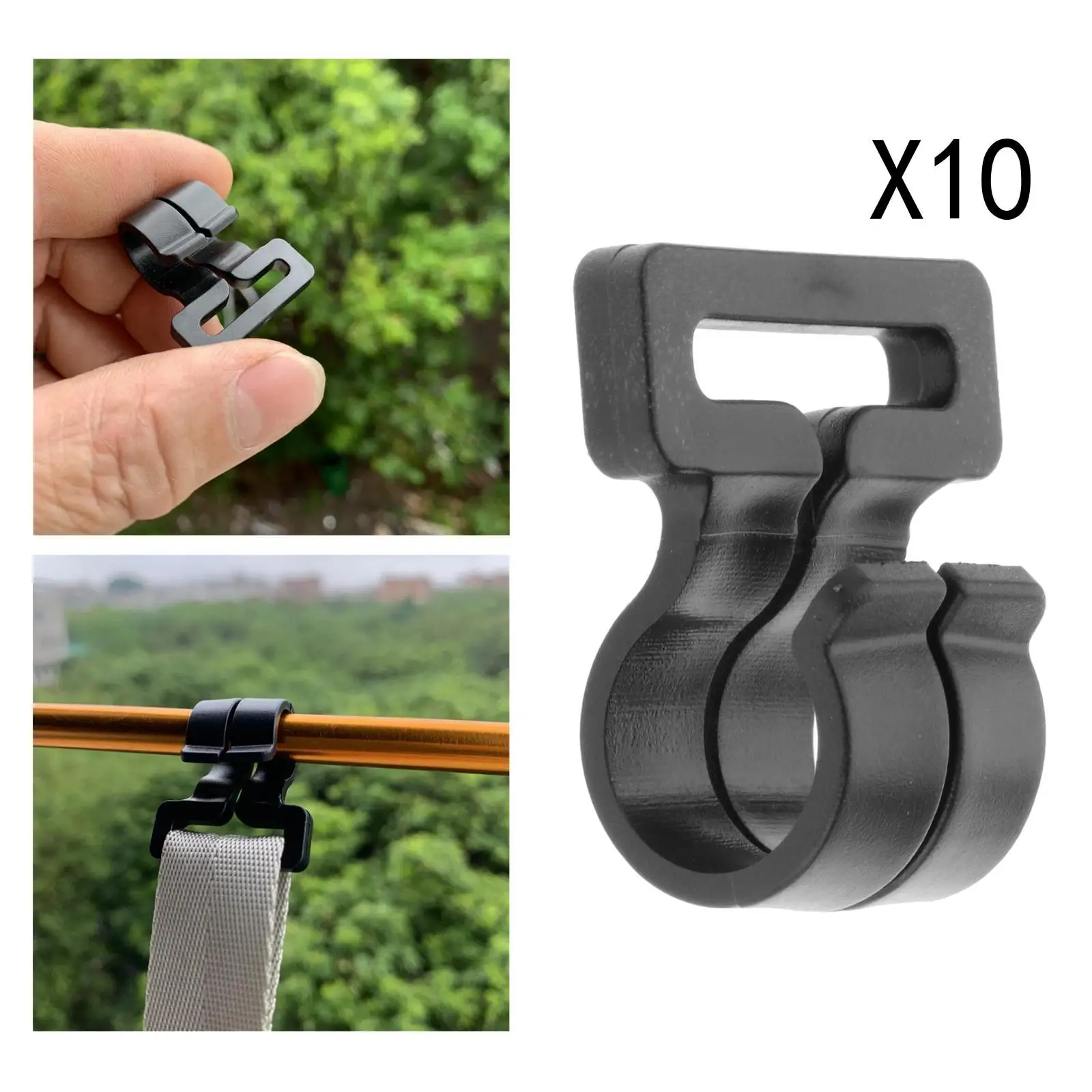 Set of 10 Camping Tent Pole Hook Awning Hooks Windproof Accessories