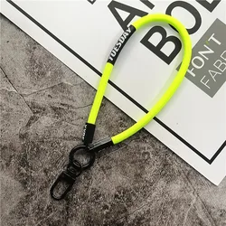 Versatile Metal Keychain with Lanyard Strap for Polyester / Nylon (Fuorescent green)