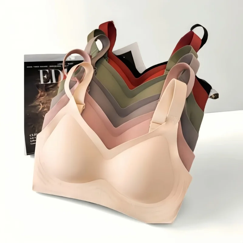 Push-Up Bra For Women Wide Straps Seamless Bra Top Non-wire Underwear Plus Size Padded Bras Sexy Lingerie Solid Intimates M-3XL 5