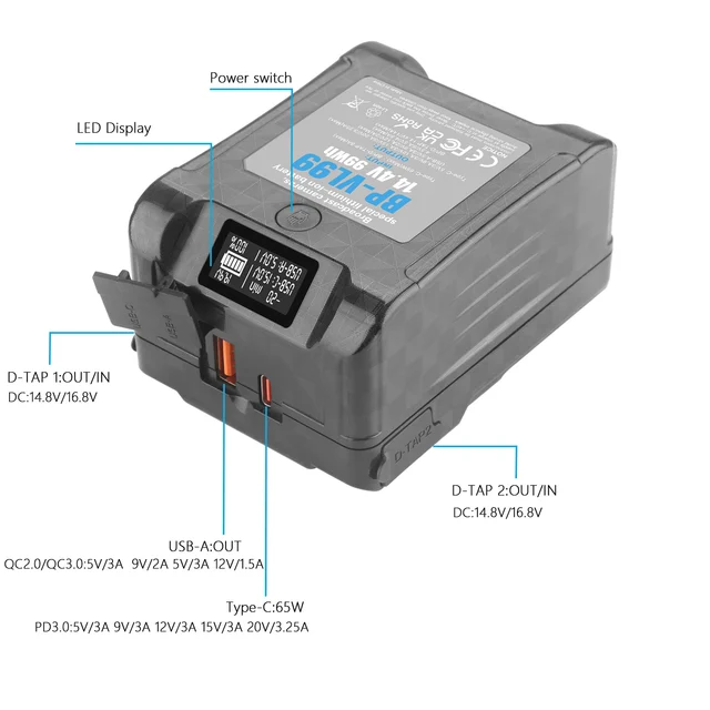 Wasabi Power V-Mount Battery 14.4V 6600mAh 95Wh - Compatible With Sony Camcorders 2 thumbnail image