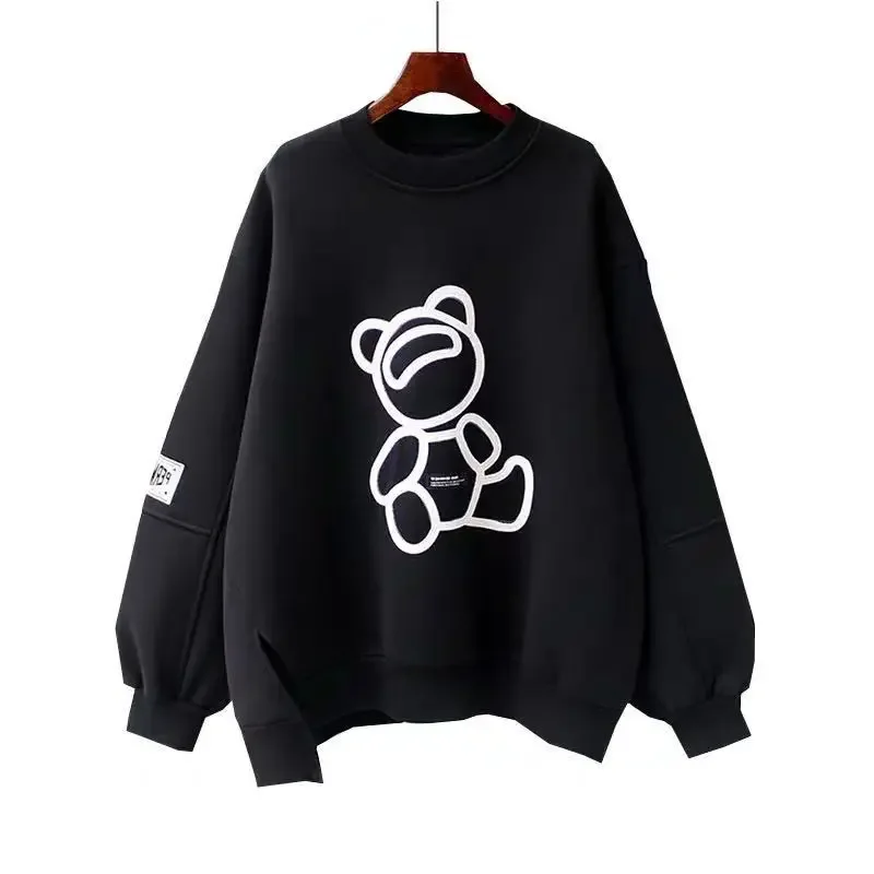 2022 Spring and Autumn New Jacket Pullover Long-sleeved Sweater Women's Harajuku Loose Bear Oversized Sweater Retro Harajuku