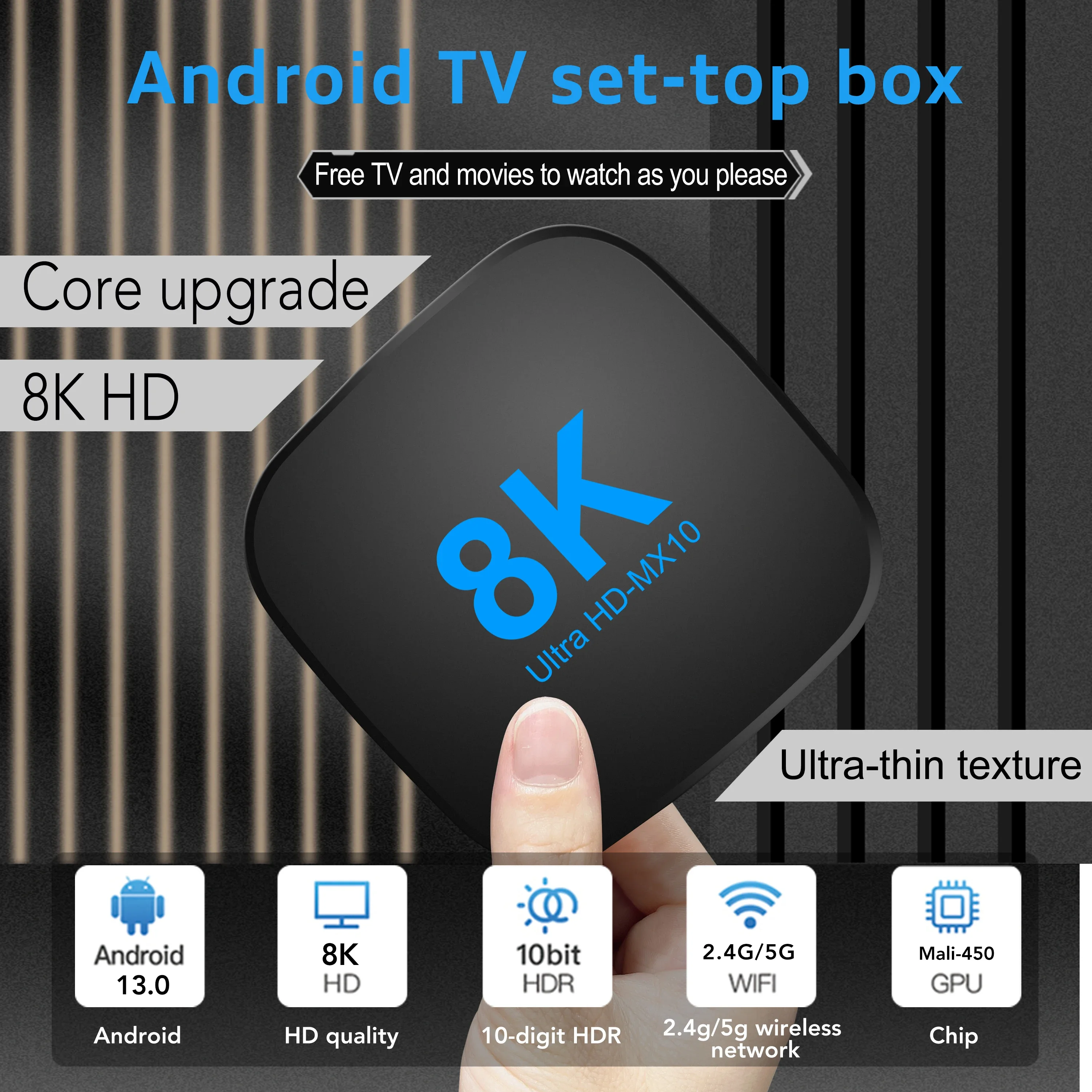 Transpeed Android 13 TV Box ATV Dual Wifi With TV Apps 8K Video