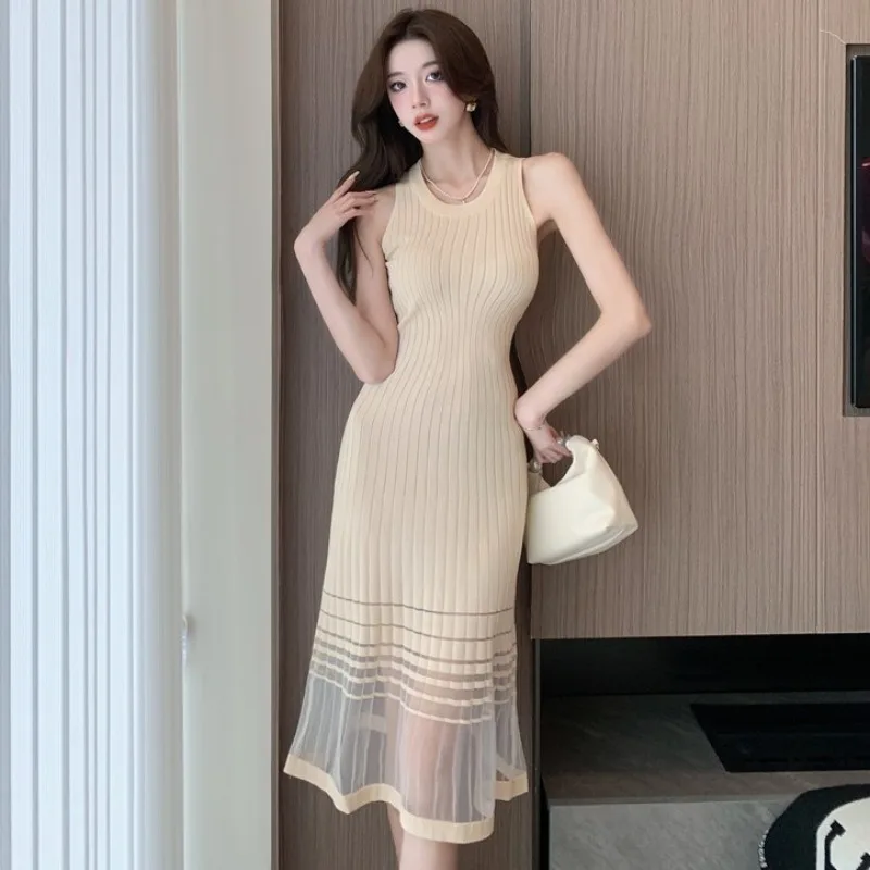 

Woman Dress Crochet Dresses for Women Midi Knitted Sleeveless Clothes Fashion Summer 2024 Cheap Casual Loose Women's Clothing X