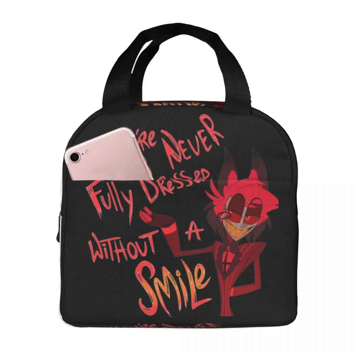 Lunch Bag Alastor Hazbin Hotels Insulated Cooler Bag Portable Picnic Travel Hazbinhotels Canvas Tote Food Storage Bags