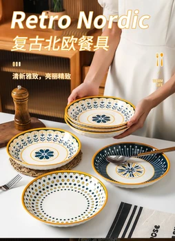 Ciotole in ceramica nordica, ciotole da mangiare di bell'aspetto, piatti da zuppa, piatti, ciotole, nuovi piatti da tavola per la casa 2025 1