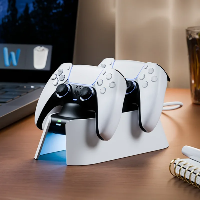 LinYuvo Dual Charging Dock KD28 for PS5 with Display Stand, Type-C Port & LED Indicators,Controller Accessories Charging Station