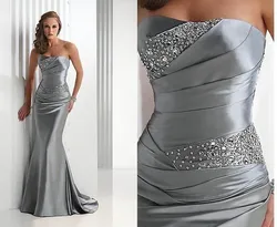 Mermaid Bridesmaid Dresses 2023 Long Silver Gray  Corset Brides Maid Dress High Quality