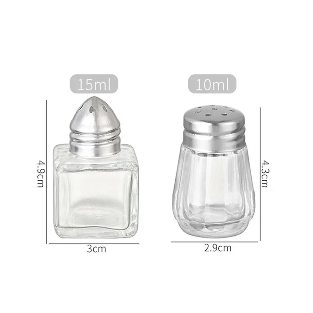Mini Seasoning Bottle Transparent Glass Spice Jars BBQ Pepper Spice Salt Shaker Jar Food Storage Container with Lid 10/15ML salt shaker spices bottle salt pepper shakers seasoning jar