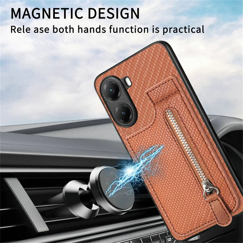 Luxury Leather Card Holder Back Cover with Zipper Wallet