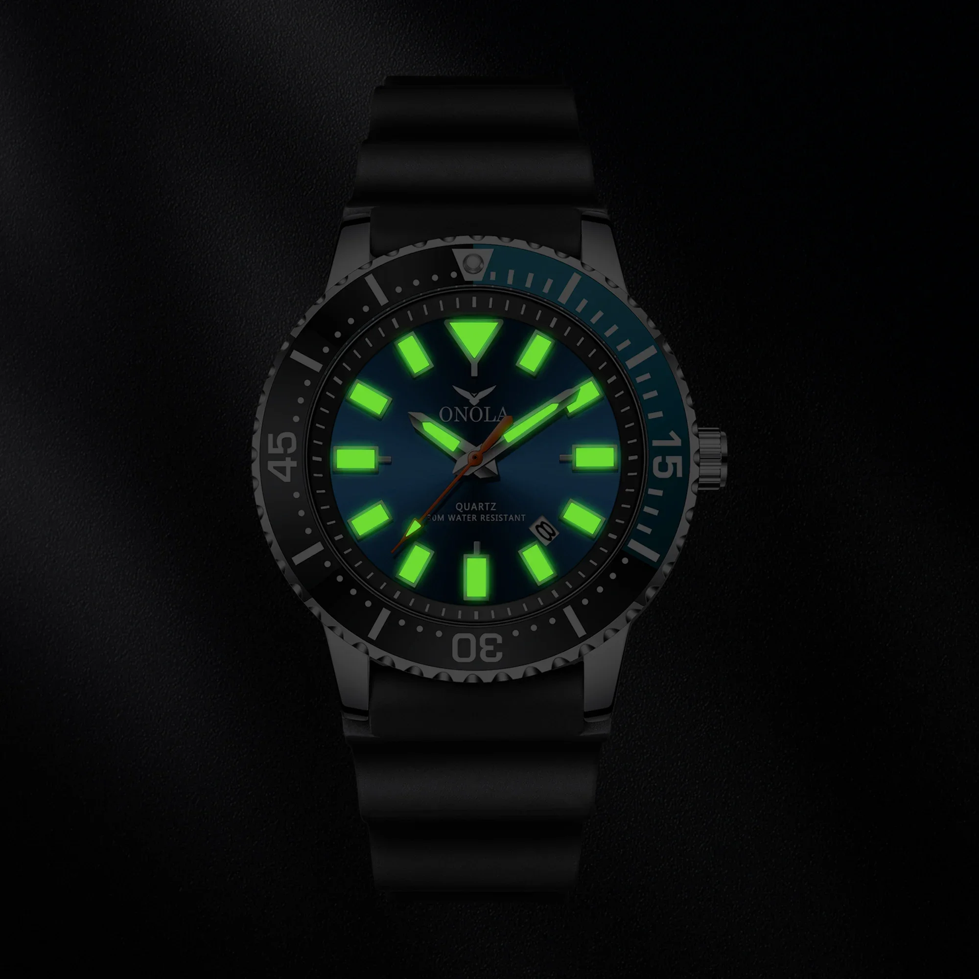 ONOLA Fashion Watches Mens Automatic Date Sports Silicone Strap Wrist Watch Casual Waterproof Quartz Watch For Man Reloj Hombre