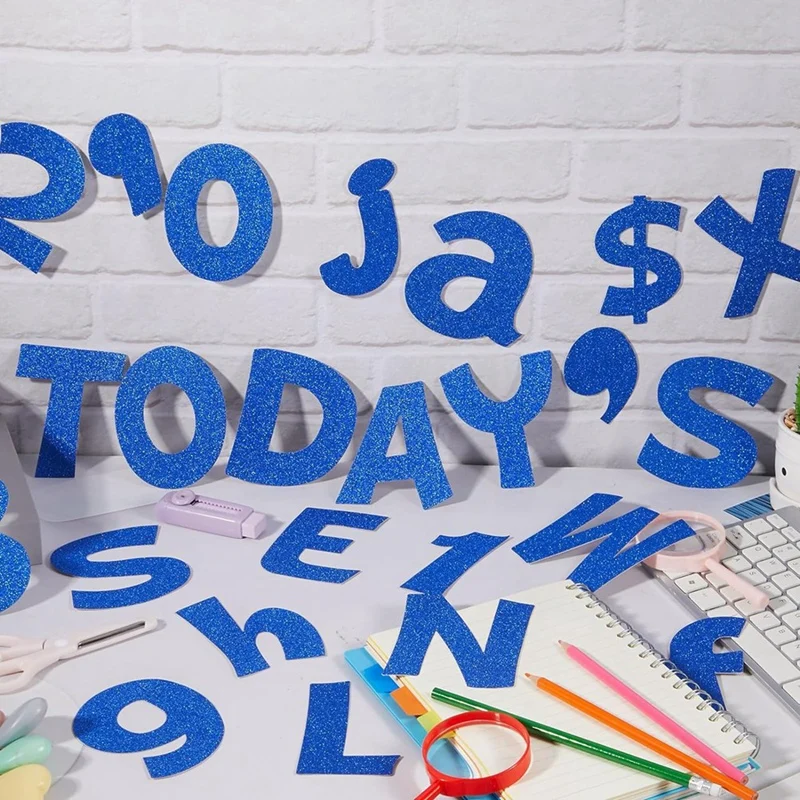 

216 Pcs Glitter Bulletin Board Letters For Classroom Numbers Alphabet Poster Board Letters