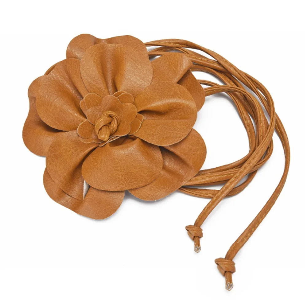 Elegant Floral PU Leather Waist Belt: Luxurious Decorative Woven Strap