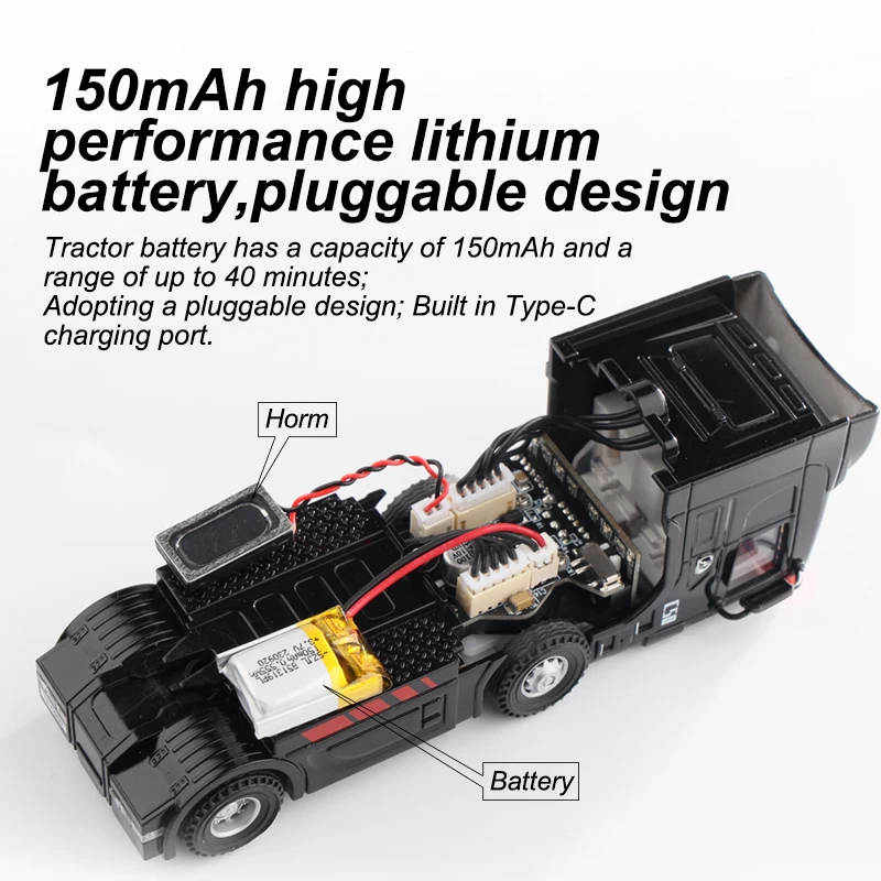 Tubro Racing 1:76 C50 Detachable Attachable Remote Control Trailer Simulation Lights Horn Full Scale RC Trailer Model Toy 6