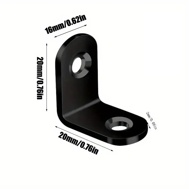 Angled Furniture Hardware 36pcs/Box Black L-shaped Right Angle Support Accessories with Screws Heavy Duty Connection Angle Connector Wardrobe Fixed