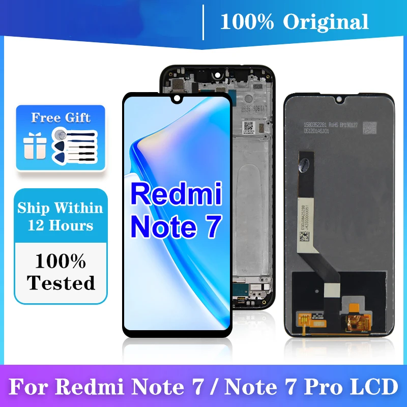 6.3 "Originale Per Xiaomi Redmi Note 7 Display Lcd Touch Screen Per Redmi Note 7 Pro Display Display Display Lcd Muslimex Testato
