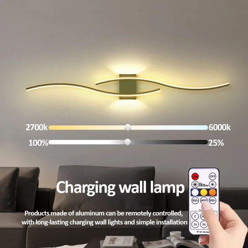 Recharge LED Wall Lamp 5400mA led wall Light For Background Decorative Light For Living Room Bedroom Home Lighting Fixture