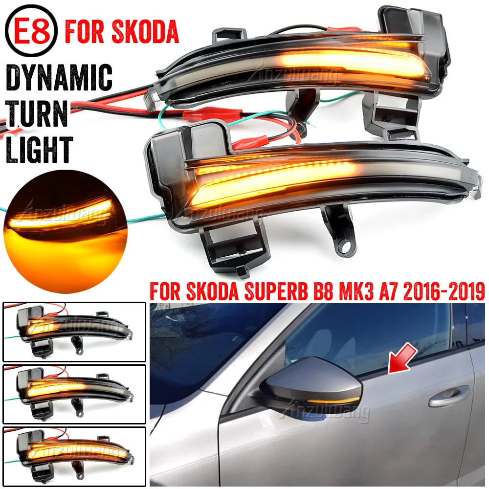 

For Skoda Superb A7 B8 MK3 III Typ 3V 2016-2019 Dynamic Turn Signal Light LED Side Wing Rearview Mirror Indicator Blinker Lamp