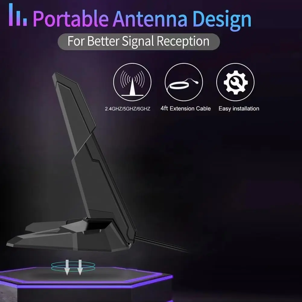 External 2.4G/5G/6GHz WiFi 6 6E Tri-Band Magnetic Base Antenna for GIGABYTE AORUS Z790 B650 B550 B450 B560I ASUS ROG Strix