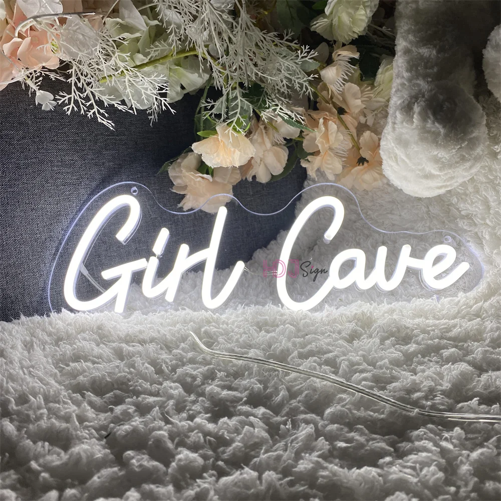 Girl Cave Neon Led Lights Sign Art Wall Hanging LED Neon Lights Lamp Sign USB Boardsign Bedroom Girls Makeup Store Decoration