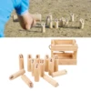 12PCS Numbered Pins Wooden Throwing Game  Throwing Bowling Premium Hardwood For Child-Parent Interactive Game Out-Indoor Lawn 3