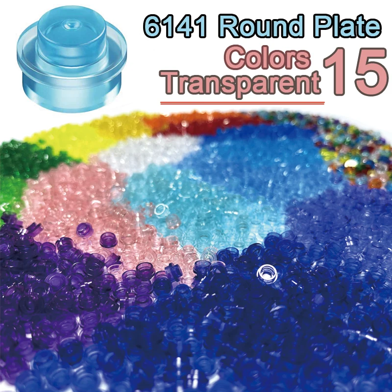 Прозрачная Круглая пластина 1x1 строительный блок 15 цветов MOC часть Сделай Сам Кирпичи игрушки для морской воды светильник украшение 4073/6141 300 шт./лот