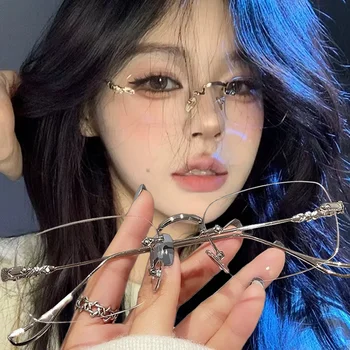 Retro Square Frame Eyeglasses Women Girls Lightweight Comfortable Anti Blue Light Glasses Gold Color Glasses Fashion Accessories