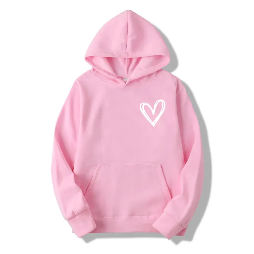 Hirsionsan Simplic Heart Print Women Sweatshirt Soft Casual Loose Vintage Female Hoodies Winter Warm Fleece Student Tops casual hoodie