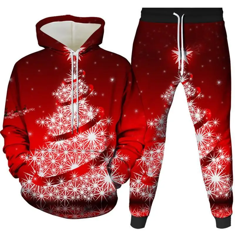 2023 Christmas Sweatshirt Suit Men and Women in Europe and The United States Couples Hoodie Sweatshirt Bib Pants Suit
