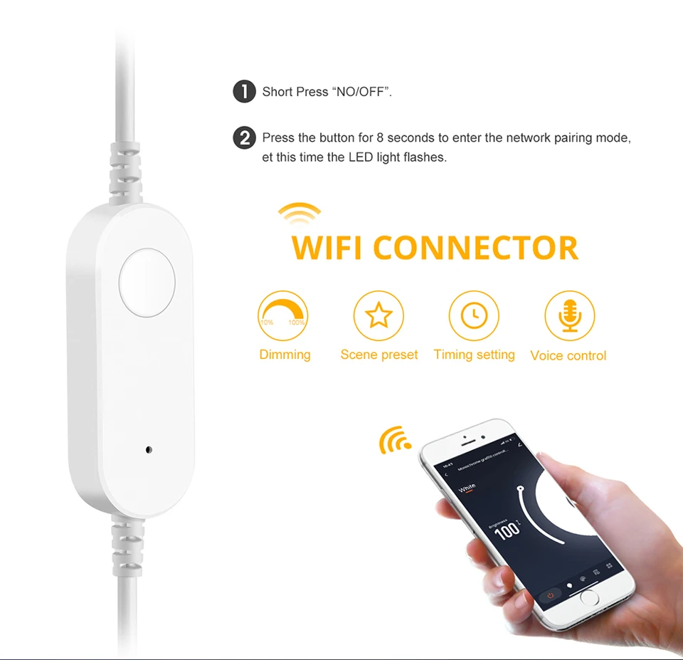 Description Picture 6 of itemTuya Smart Life WiFi USB 5V COB LED Strip 320LEDs/M Remote Control Dimmable Tape Ribbon LED Lights Work With Alexa Google Home