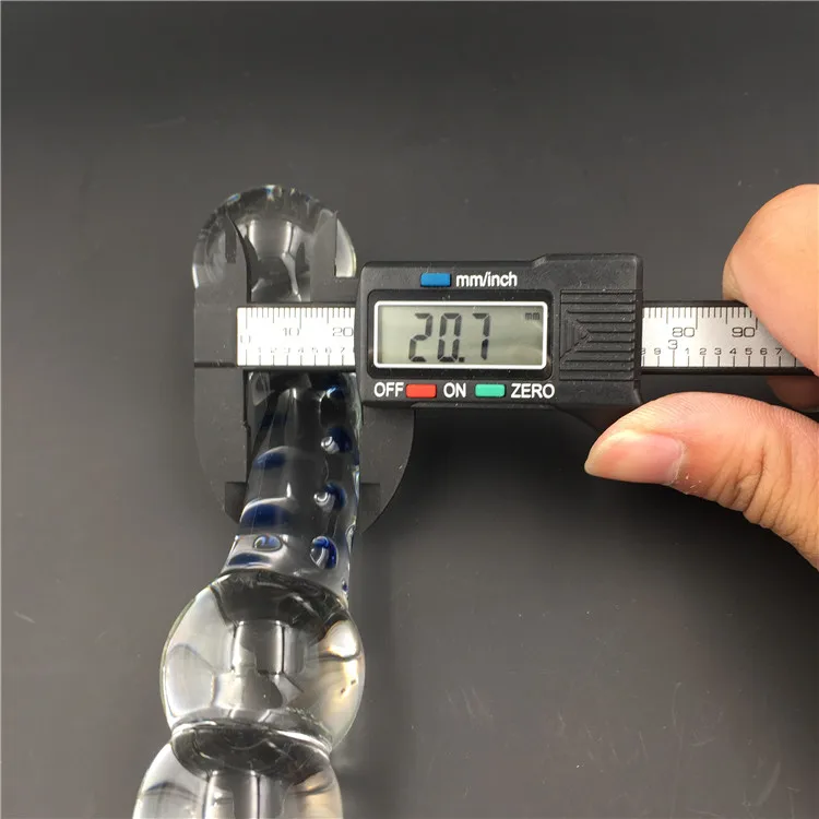 Dildo de cristal pyrex com esferas e butt plug anal para adultos_voghion.com
