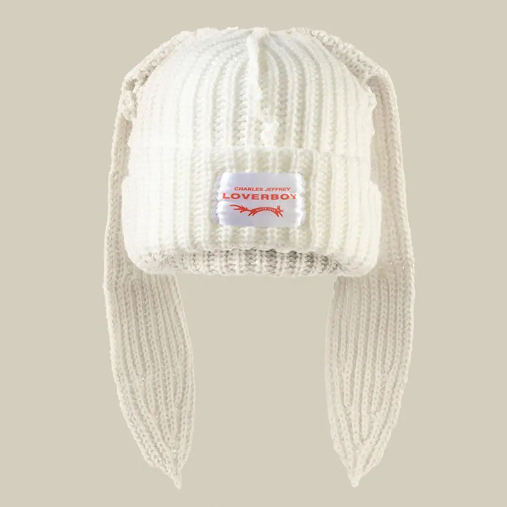 Rabbit Ears Knitted Wool Hat Love Girl Boy Niche Design Personality Fashion Cute Warm Autumn And Winter Tide woolen hat