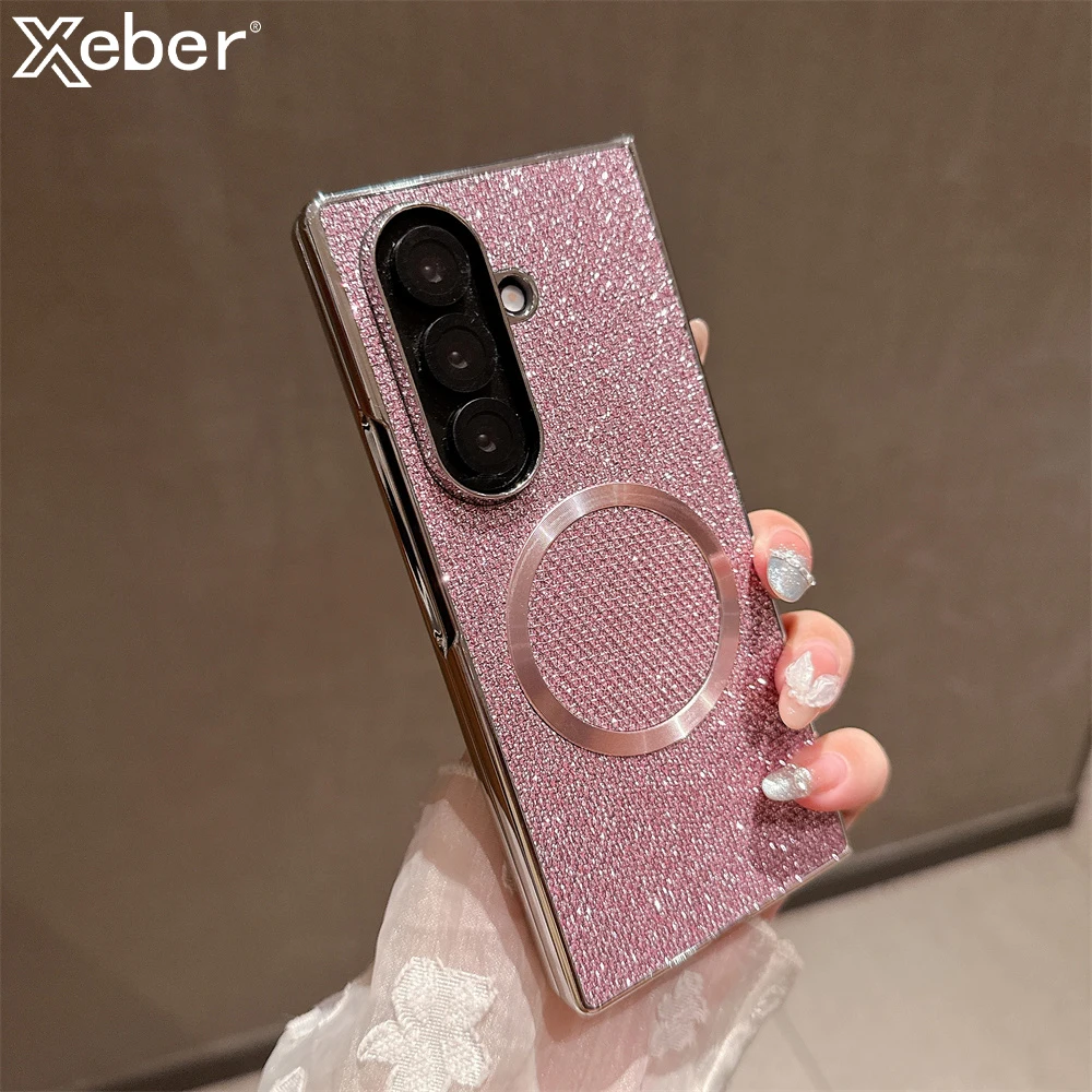 Luxury Magnetic Mini Diamond Glitter Phone Case with Magsafe-Compatible Wireless Charging Plating Cover