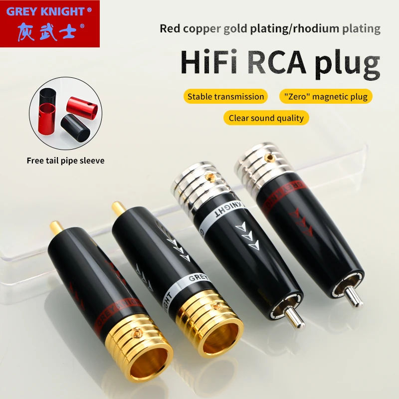 Grey Knight High Fidelity Pure Red Copper Rca Plug Cavo Audio Proiettore Mixer Segnale Cavo Di Collegamento Cavo