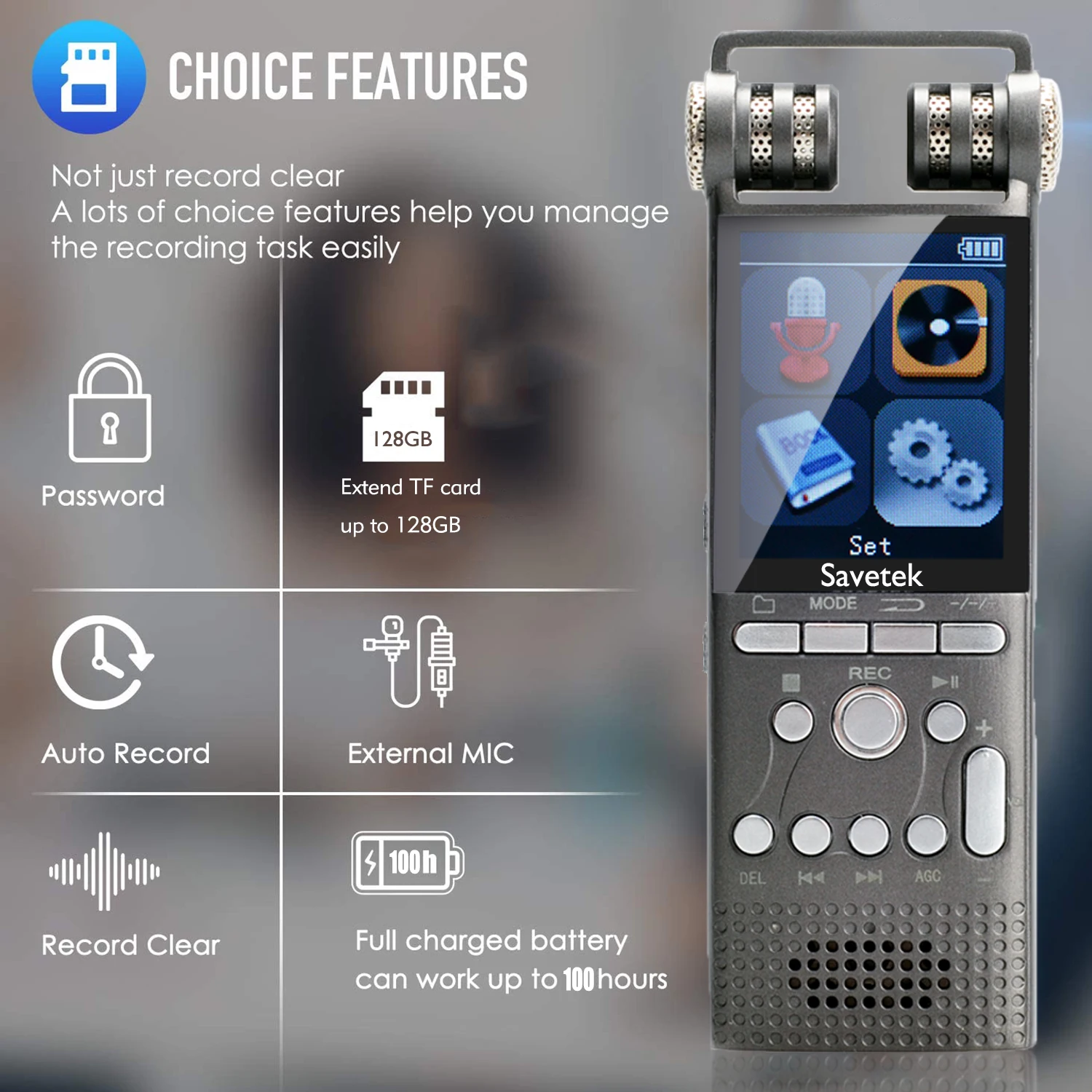 Yanında aksesuarlarıyla gösterilen kaydedici
