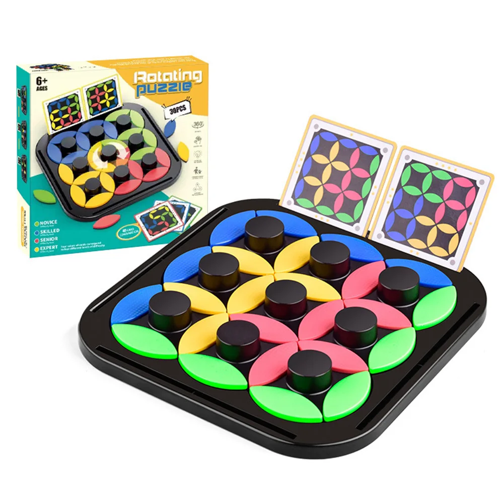 Kids Rotating Puzzle Logical Thinking Brain Teasers Board Game for Kids Age 4 5 6 7 8 Fun Intelligence Toys Tangram Table Games