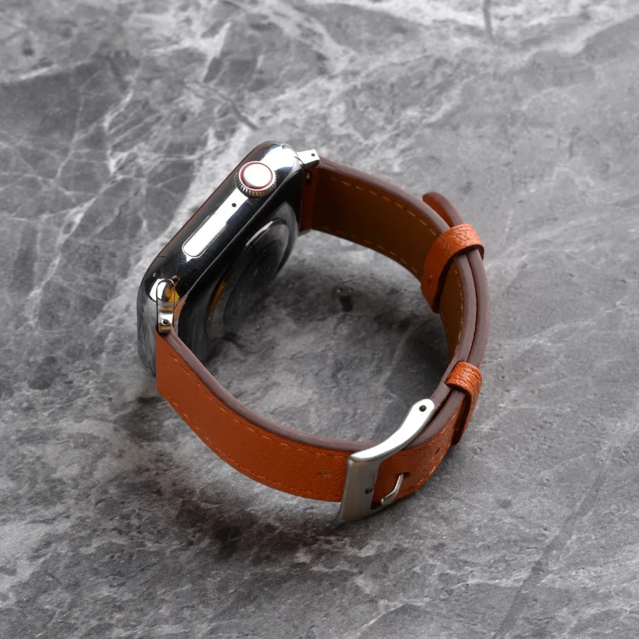 Фото Ремешок YMW из натуральной кожи для смарт-часов Apple Watch Band 45 мм 44 мм 49 мм 41 мм №4