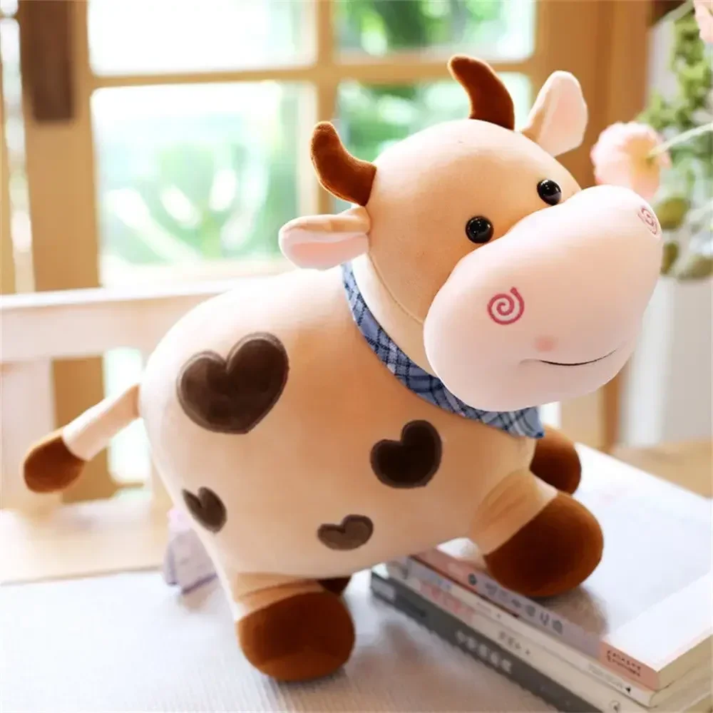 Cartoon Cute Cow Plush Toy Soft Animal Cattle Plush Toy Kawaii For Girls Cotton Animal Doll Filled Home Decoration