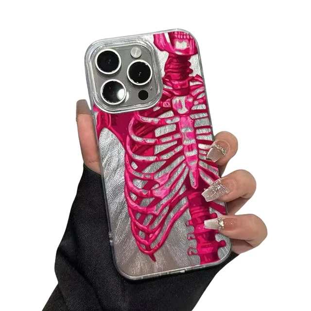 Pink Purple Skull Pattern Phone Case For iPhone 16 15 14 13 12 11 Pro Max XS X XR 7 8 Plus Mini SE 2020 2022 6