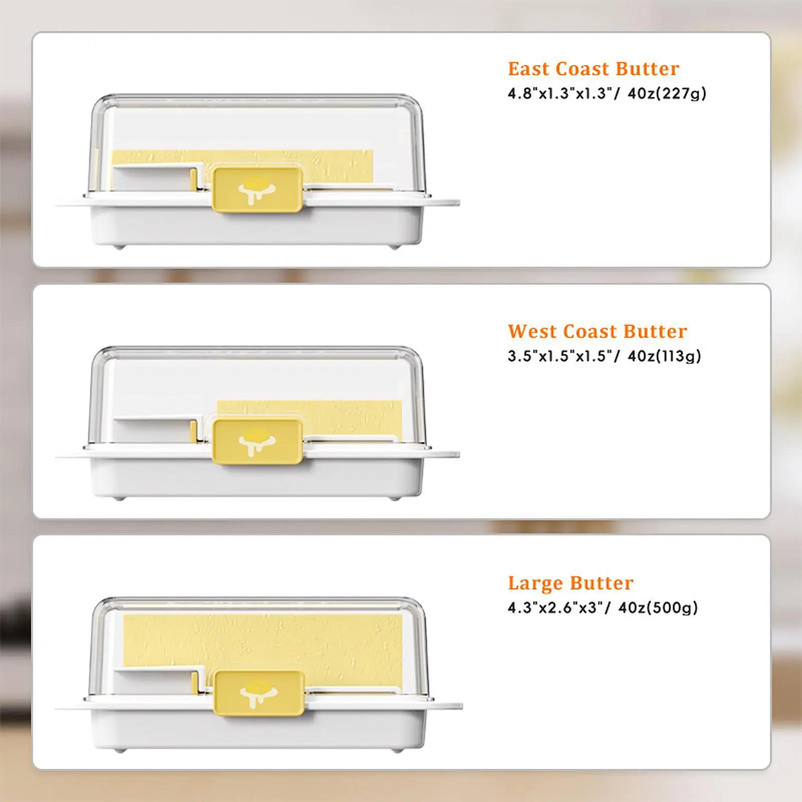 Butter Dish with Lid Household Butter Dispenser for Countertop Baking Fridge